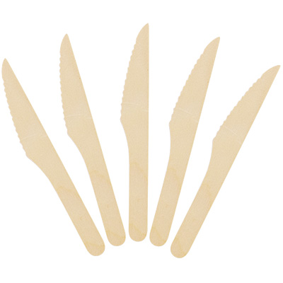 100 x Wooden Disposable Knives - Strong & Eco-Friendly